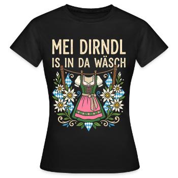 Mei Dirndl is in da Wäsch Ersatz Dirndl Tee Damen - Frauen T-Shirt - Schwarz - Vorne - AI Model Female 172 dark (172cm)