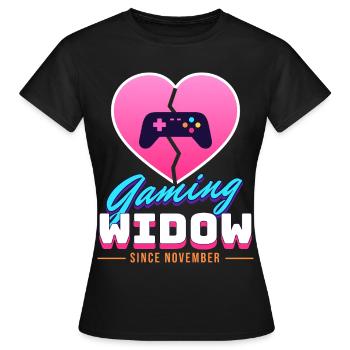 Gaming Widow - Frauen T-Shirt - Schwarz - Vorne - AI Model Female 172 dark (172cm)