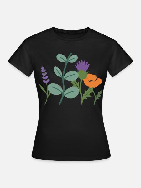Mohn Blumen Lavendel Distel - Frauen T-Shirt - Schwarz