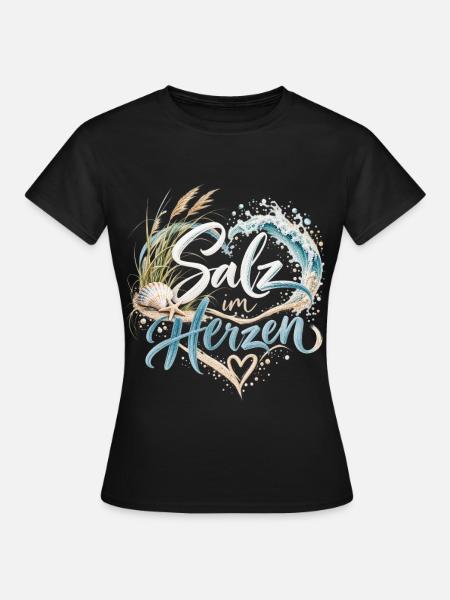 MeerLiebe Schriftzug am Strand - Frauen T-Shirt - Schwarz