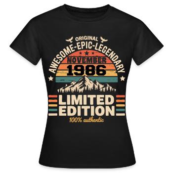 November 1986 Rückblick November 1986 - Frauen T-Shirt - Schwarz - Vorne - AI Model Female 172 dark (172cm)