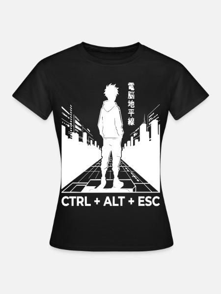 Cyberpunk-Silhouette mit CTRL ALT ESC - Frauen T-Shirt - Schwarz
