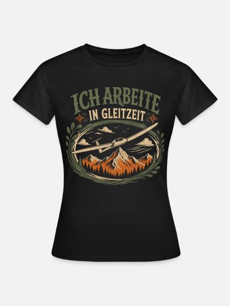 Arbeite in Gleitzeit Segelflieger - Frauen T-Shirt - Schwarz