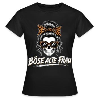 Böse Alte Frau Skull – Lustiger Schädel Frauen  - Frauen T-Shirt - Schwarz - Vorne - AI Model Female 172 dark (172cm)