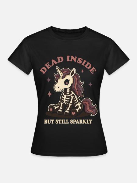Gotisches Skelett-Einhorn - Frauen T-Shirt - Schwarz
