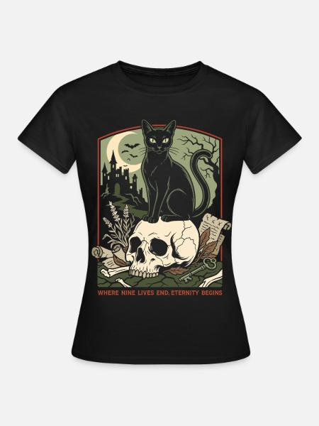 Halloween Katze - Frauen T-Shirt - Schwarz