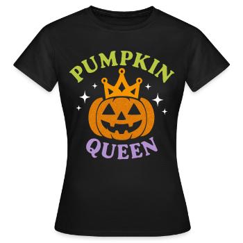 Pumpkin Queen Kürbis Königin Halloween Herbst - Frauen T-Shirt - Schwarz - Vorne - AI Model Female 172 dark (172cm)