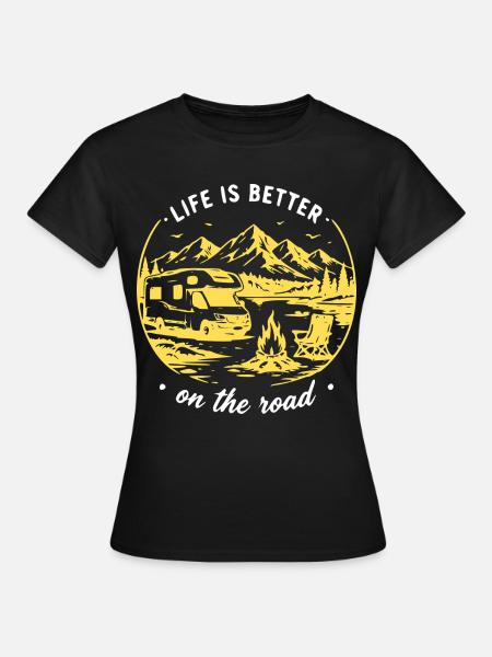 Leben Unterwegs Roadtrip - Frauen T-Shirt - Schwarz