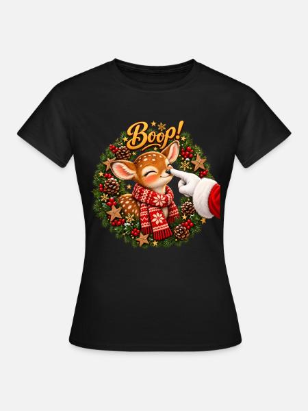 Boop! Cute Reindeer Christmas - Frauen T-Shirt - Schwarz