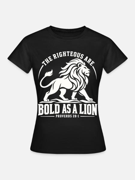 Bibel Spruch Mut und Glaube Löwe - Frauen T-Shirt - Schwarz