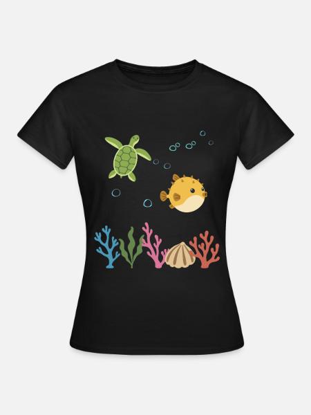 Meeresschildkröte Unterwasser Kinder Meer - Frauen T-Shirt - Schwarz