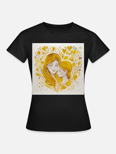 Mutter und Tochter – Liebe in Gold - Frauen T-Shirt - Schwarz
