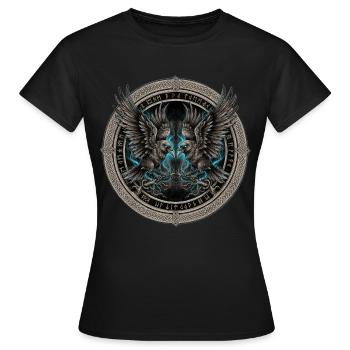 Zwillingsraben im Donnerkreis hugin munin - Frauen T-Shirt - Schwarz - Vorne - AI Model Female 172 dark (172cm)