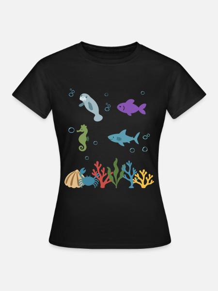Seekuh Unterwasser Kinder Fisch Seepferdchen - Frauen T-Shirt - Schwarz