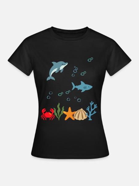 Delfin Unterwasser Kinder Hai - Frauen T-Shirt - Schwarz