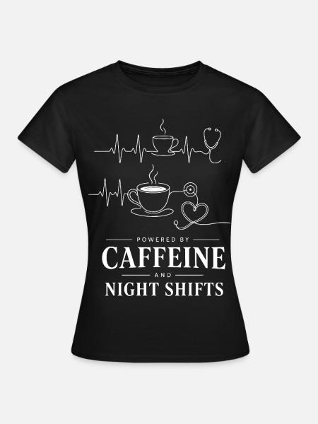 Kaffee Power Nachtshifts Illustration - Frauen T-Shirt - Schwarz
