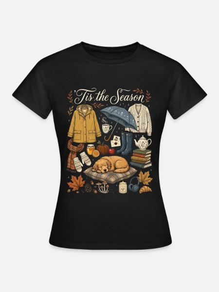 Herbstzauber Kuscheloutfit - Frauen T-Shirt - Schwarz