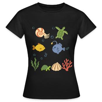 Nautilus Unterwasser Kinder Meeresschildkröte Meer - Frauen T-Shirt - Schwarz - Vorne - AI Model Female 172 dark (172cm)
