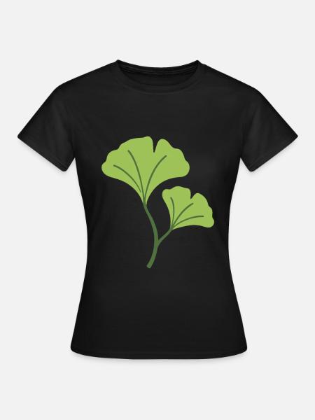 Ginkgo Pflanze Illustration Geschenkidee - Frauen T-Shirt - Schwarz