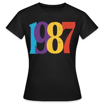 Geboren 1987 Geburtstagsgeschenk Geburtstag 87 - Frauen T-Shirt - Schwarz - Vorne - AI Model Female 172 dark (172cm)