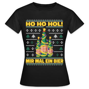 Ho Ho Hol – Weihnachtsbaum aus Bierflaschen - Frauen T-Shirt - Schwarz - Vorne - AI Model Female 172 dark (172cm)