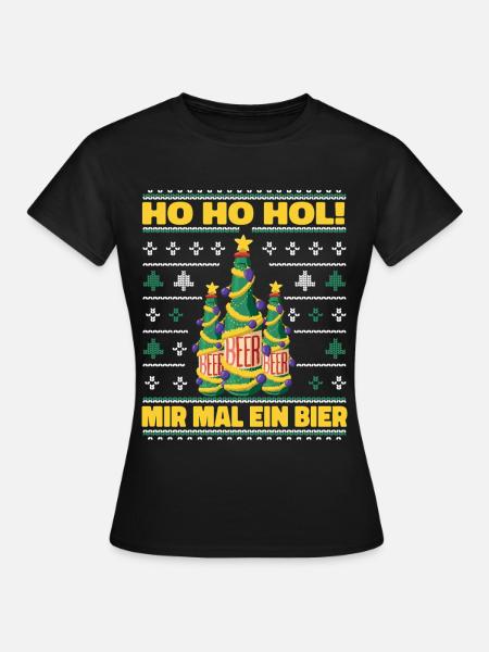 Ho Ho Hol – Weihnachtsbaum aus Bierflaschen - Frauen T-Shirt - Schwarz