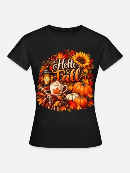 Hallo Herbst-Gemütliche Ernteszene - Frauen T-Shirt - Schwarz