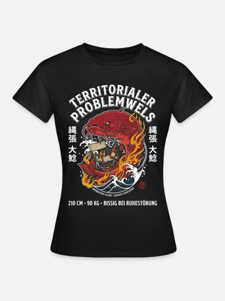Territorialer Problemwels Angler Spruch - Frauen T-Shirt - Schwarz