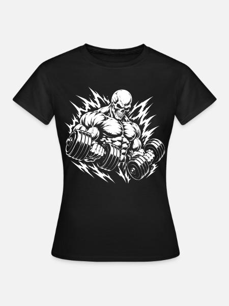 Skull mit Kurzhanteln - Frauen T-Shirt - Schwarz