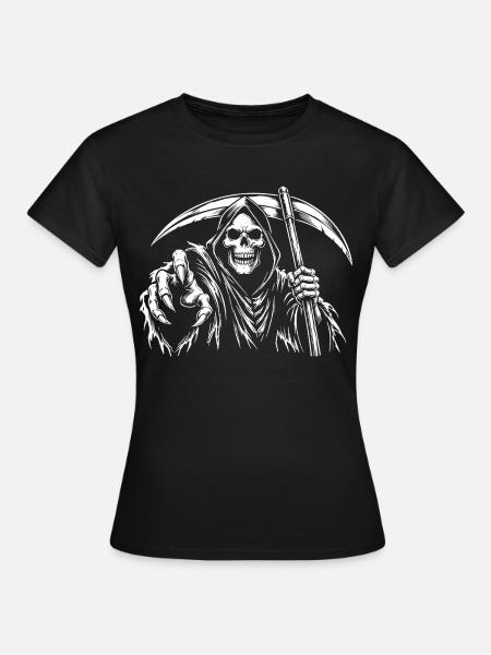 Halloween Skelett Sensenmann - Frauen T-Shirt - Schwarz