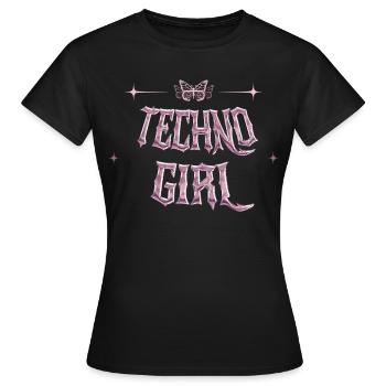 Techno Girl Rave Outfit Frauen Techno Musik - Frauen T-Shirt - Schwarz - Vorne - AI Model Female 172 dark (172cm)