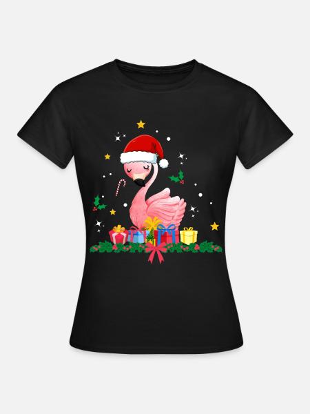 Flamingo Weihnachten - Frauen T-Shirt - Schwarz