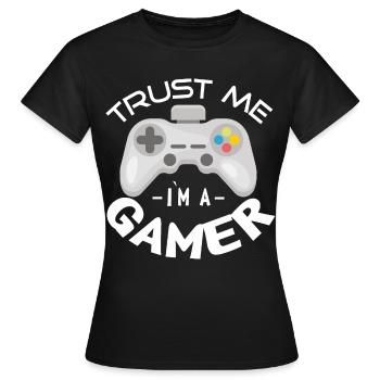 Trust me I'm gamers gambling console game - Women's T-Shirt - black - Front - AI Model Female 172 dark (172cm)