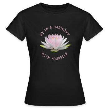 Yoga Lotus Fleurs Méditation Yogilates Bouddhisme - T-shirt Femme - noir - Devant - AI Model Female 172 dark (172cm)