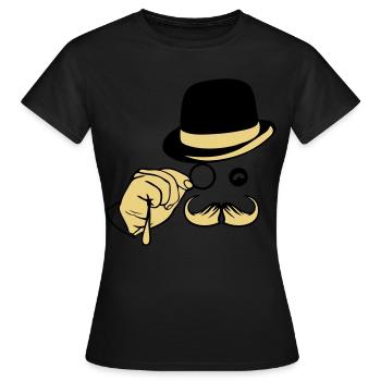 sourire chapeau monocle moustache melon - T-shirt Femme - noir - Devant - AI Model Female 172 dark (172cm)