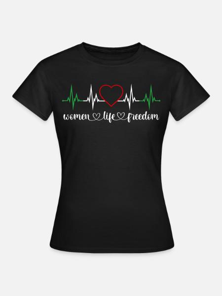 Women Life Freedom Herzschlag Frauenrechte Iran - Frauen T-Shirt - Schwarz