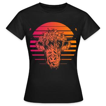 Scottish Highlands Highland Cattle Highland Cow - Women's T-Shirt - black - Front - AI Model Female 172 dark (172cm)