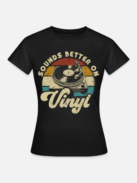 Schallplatte Vinyl Musik Plattenspieler retro - Dame-T-shirt - sort