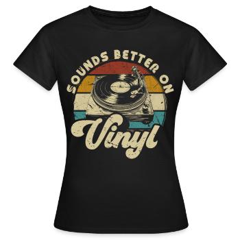 vinyle vinyle musique platine rétro - T-shirt Femme - noir - Devant - AI Model Female 172 dark (172cm)