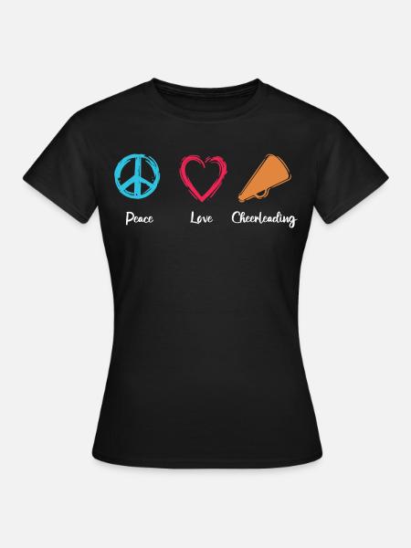 Frieden Liebe Cheerleading - Frauen T-Shirt - Schwarz