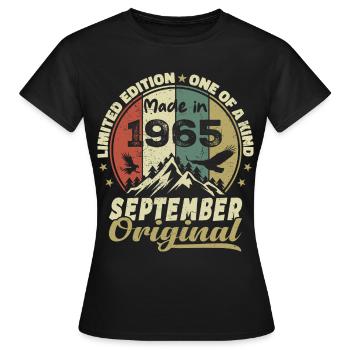 1965 - Les légendes sont nées en septembre 1965 - T-shirt Femme - noir - Devant - AI Model Female 172 dark (172cm)