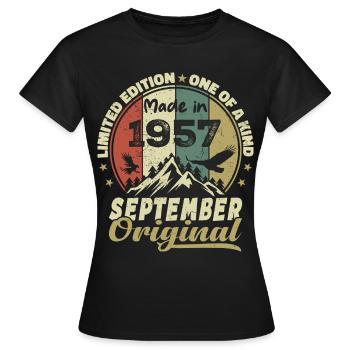 1957 - Im September 1957 wurden die Legenden geboren - Frauen T-Shirt - Schwarz - Vorne - AI Model Female 172 dark (172cm)