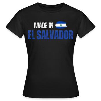 Hergestellt in El Salvador, salvadorianischer Stolz - Frauen T-Shirt - Schwarz - Vorne - AI Model Female 172 dark (172cm)