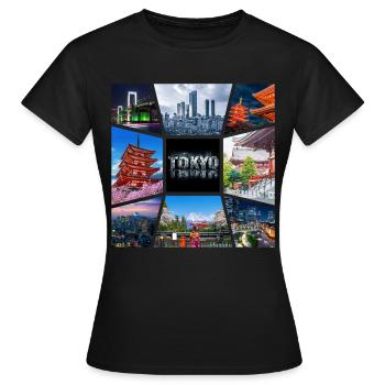 Tokyo, Japon, Asie, Collage, Horizon, Ville, Métropole - T-shirt Femme - noir - Devant - AI Model Female 172 dark (172cm)