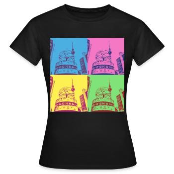 Berlin, Skyline, ville, Allemagne, Pop Art Style - T-shirt Femme - noir - Devant - AI Model Female 172 dark (172cm)
