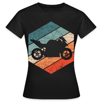 Motorrad Sportbike Retro 80er Vintage Geschenk - Frauen T-Shirt - Schwarz - Vorne - AI Model Female 172 dark (172cm)