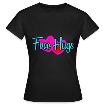 Free hugs! Liebe Zuneigung Umarmung Vertrauen - Frauen T-Shirt - Schwarz - Vorne - AI Model Female 172 dark (172cm)