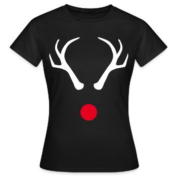 Rentier Rote Nase Weihnachten - Frauen T-Shirt - Schwarz - Vorne - AI Model Female 172 dark (172cm)