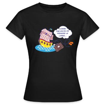 Envie de prendre le large - T-shirt Femme - noir - Devant - AI Model Female 172 dark (172cm)