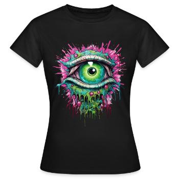 Psychédélique Eye Coloré LSD Drug Trip - T-shirt Femme - noir - Devant - AI Model Female 172 dark (172cm)